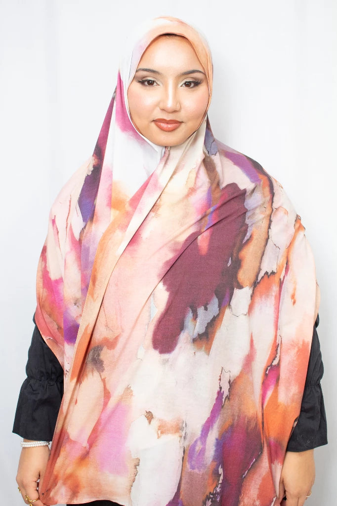 Aquarel print hijab Rood - Productfoto | byOumich