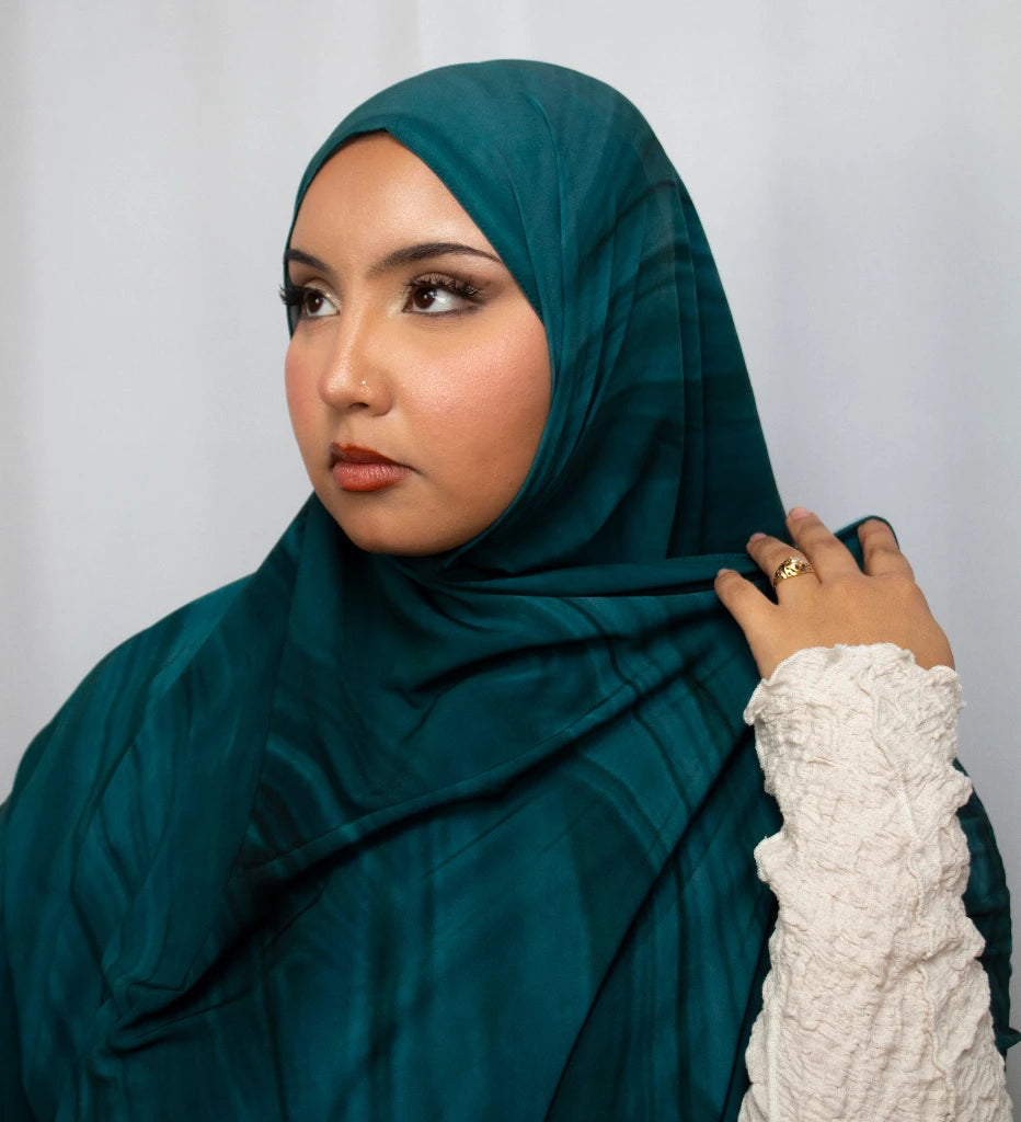 Aquarel print hijab Cyaan - Hoofdfoto | byOumich