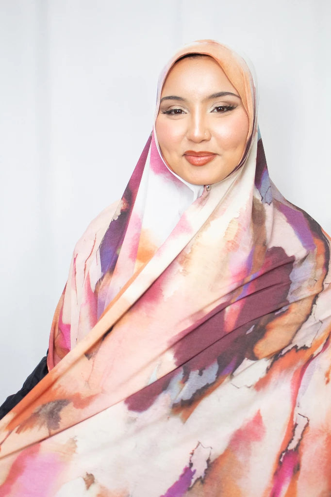 Aquarel print hijab Rood - Hoofdfoto | byOumich