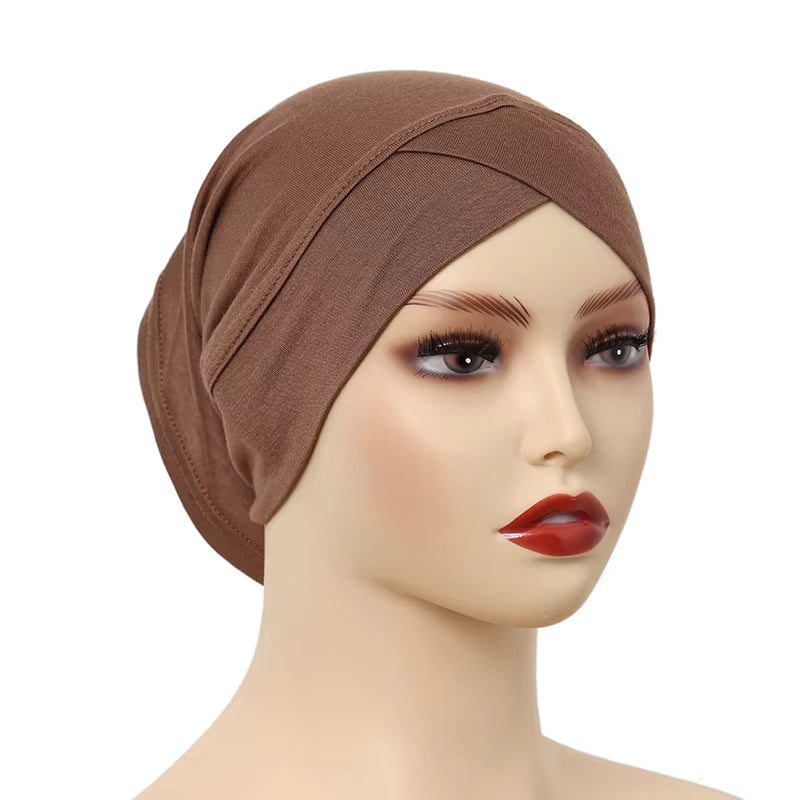 crossed underscarf in light mocha