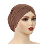 crossed underscarf in light mocha