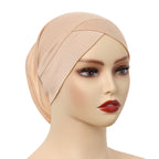 crossed underscarf in warm nude